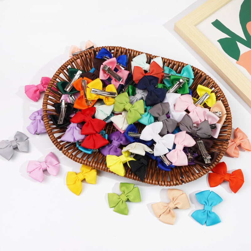 CellElection 80Pcs Hair bow Clips 2Inch Mini Hair Clips for Baby Fine Hair Grosgrain Ribbon Bows Metal Alligator Clips Non-slip Baby Hair Clips for Baby Girls Infants Toddlers 40 Colors in Pairs - Image 4